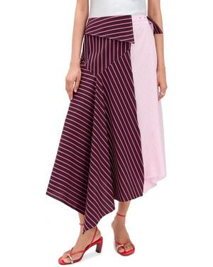 Marques'Almeida Mixed Stripes Patchwork Wrap Midi Skirt - Purple