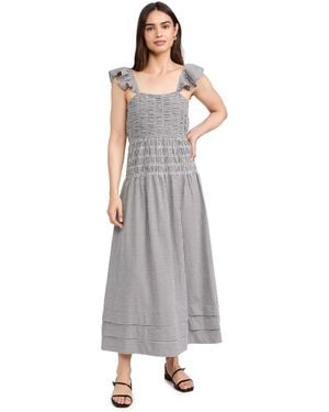 Saylor Adalene Gingham Midi Dress - Gray