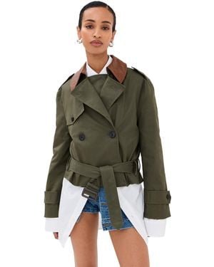 Monse Layering Cropped Trench Coat - Green