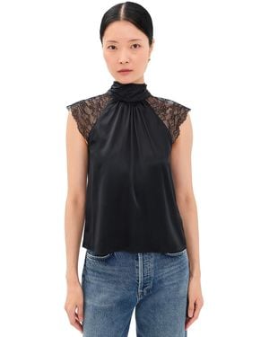 Generation Love Rachel Chantilly Lace Combo Halter Blouse - Black