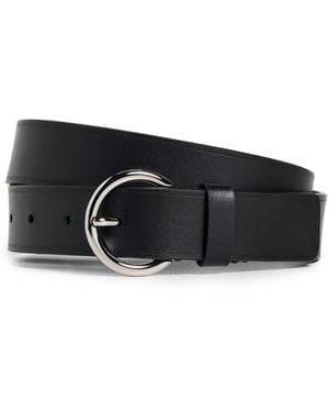 Vince 30Mm Flat Ring Belt With Heat Crease - Black