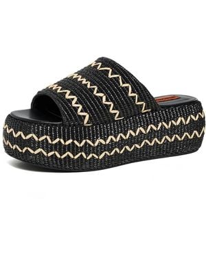Simon Miller Zig Zag Raffia Cloudy Platform Sandals - Black