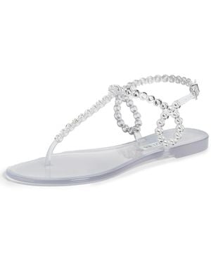 Aquazzura Almost Bare Crystal Jelly Sandal Flats - White