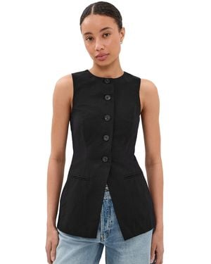 ALIGNE Leo Linen Mix Waistcoat - Black
