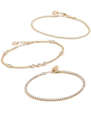 Ettika Simple Beauty 18K Plated Anklet Set - White