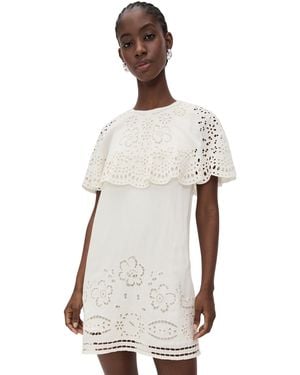 Sea Lula Embroidery Short Sleeve Mini Dress - White