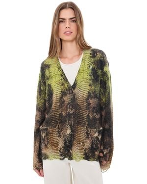R13 Printed Boyfriend Cashmere Cardigan - Multicolour