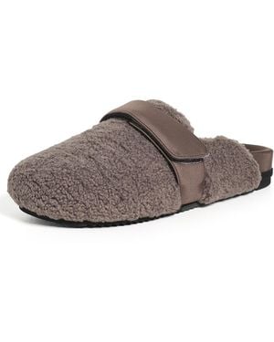 Roam Fuzzy Loafer Mules - Gray