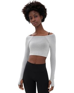 Fp Movement High Plank Off The Shoulder Layer Top - Black