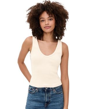 PERFECTWHITETEE Structured Rib V-Neck Tank - White