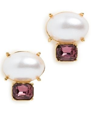 Kenneth Jay Lane Double Stone Earrings - White