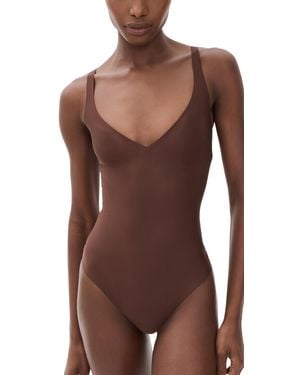Skims Plunge Thong Bodysuit - Brown