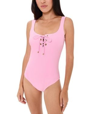 Stylest Dreamsculpt Lace Up Tank One Piece - Pink