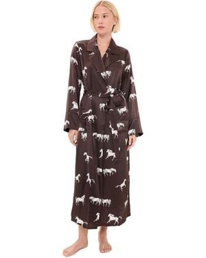 Petite Plume Highgrove Equestrian Silk Robe - Black