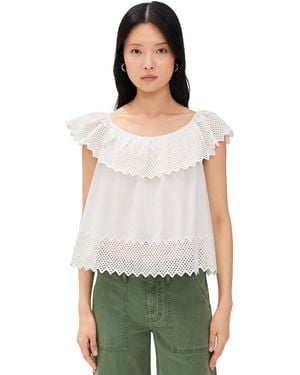 The Great The Westport Top With Honeycomb Eyelet - Green