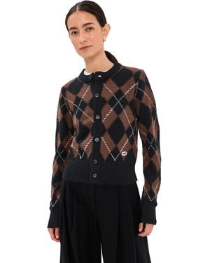 Ami Paris Oval Patch Crewneck Cardigan - Black