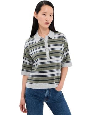 Twp Short Sleeve Polo With Stripes - Black