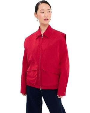 Tibi Fall Nylon Snap Bomber - Red
