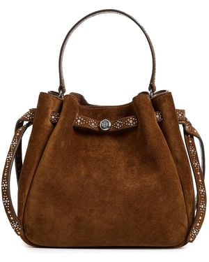 Tory Burch Romy Studded Suede Bucket Bag - Brown