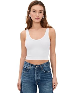 PERFECTWHITETEE Daisy Cropped Cotton Ribbed Layer Tank - Blue