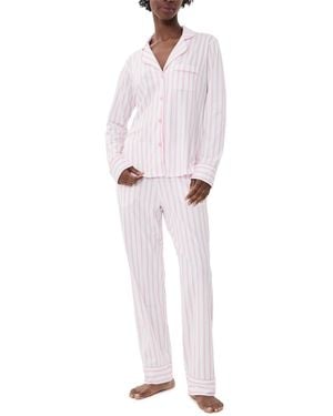 Petite Plume Luxe Pima Cotton Stripe Pajama Set - White