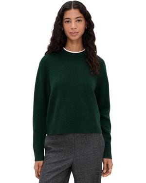 Theory Cropped Crewneck Cashmere Sweater - Green