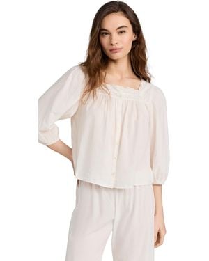 The Great The Eyelet Button Sleep Top - White