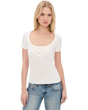 ASKK NY Scoop Neck Henley Tee - White