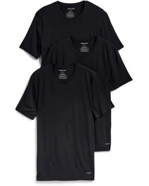 Tommy John Crew Neck Stay-Tucked Undershirt 3-Pack - Black