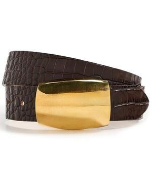 L'Agence Milou Domed Croc Embossed Belt - Black