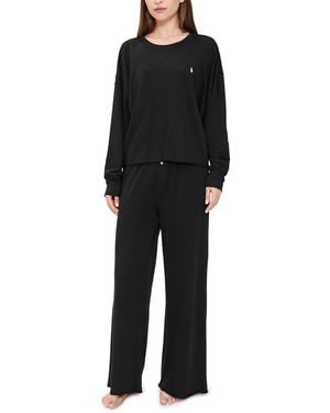 Polo Ralph Lauren Crew Neck Wide Leg Pants Set - Black