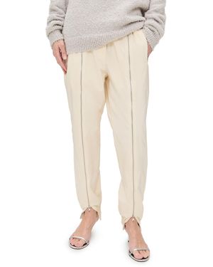 Tibi Petite Nylon Zipper Sweatpants - Natural
