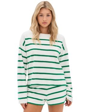 La Ligne Terry Long Sleeve Breton T-Shirt - Green