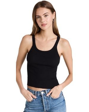RE/DONE Cropped Ribbed Tank - Black