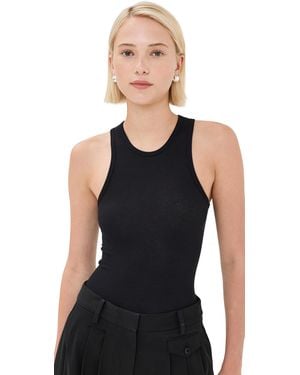 Tibi Circular Fine Rib T Tank - Black