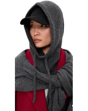 White + Warren Cashmere Ribbed Balaclava - Black