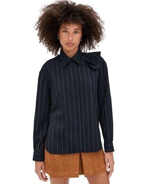 AKNVAS Flor Pinstripe Top - Black