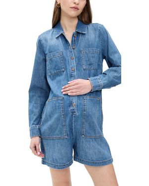 HATCH The Denim Utility Romper - Blue