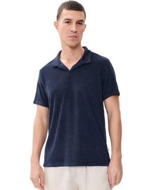 Onia Towel Terry Johnny Collar Polo - Blue