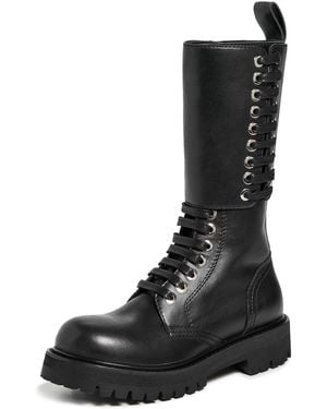 Rabanne Leather Combat Boots - Black