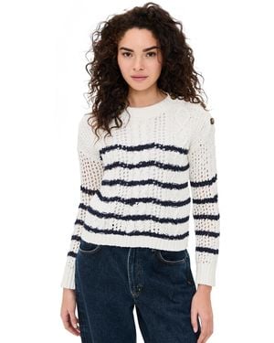 Stateside Striped Long Sleeve Crew Sweater - White