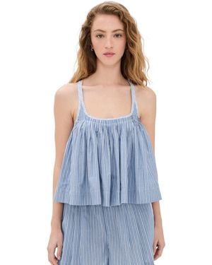 Sea Helmi Striped Shirting Tank Top - Blue
