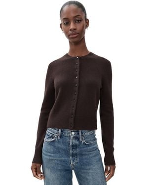 Theory Crew Neck Button Down Cardigan - Black