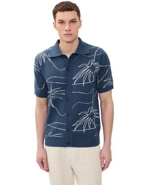 Far Afield The Palms Knit Collared Shirt - Blue