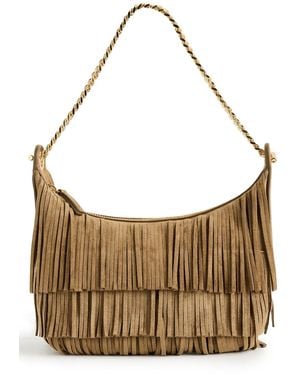 Veronica Beard Small Suede Fringe Fortune Hobo Bag - Brown