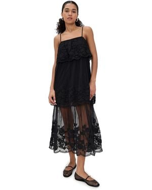 Sea Arielle Lace Tank Tiered Midi Dress - Black