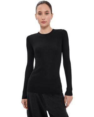 Tibi Feather Weight Ribbed Cutout Tee - Black