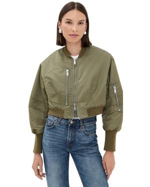 3.1 Phillip Lim Nylon Cropped Bomber - Green