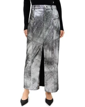 AMUR Jil Midi Faux Leather Skirt - Black