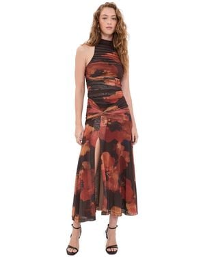 Bardot Natalya Mesh Midi Dress - Red